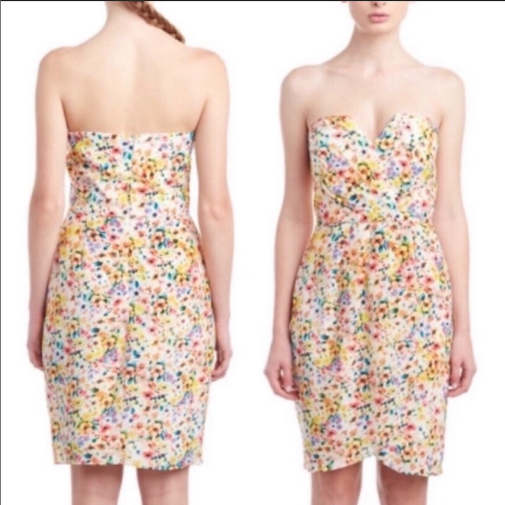 Anthro Yumi Kim Yellow Floral Silk Dress Size S